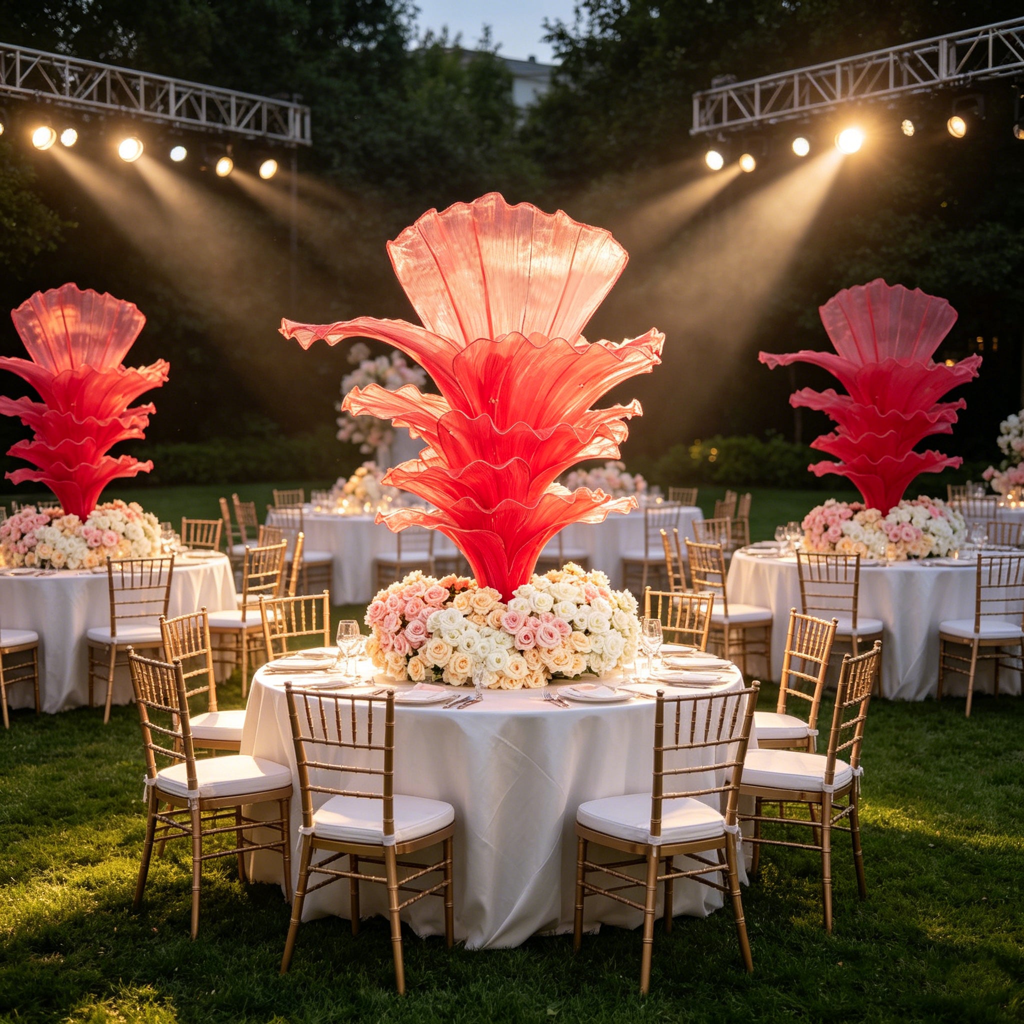 Flowerva Rose Red Table Flower Wedding Decoration (With Base)