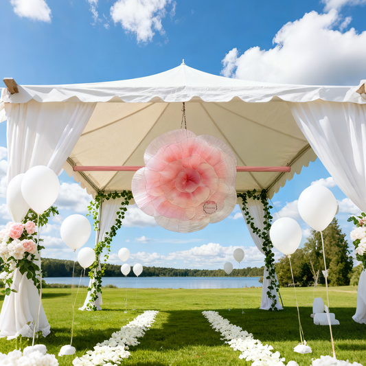 Flowerva Blush Giant Fabric Rose – 3D Wedding Event Floral Decor