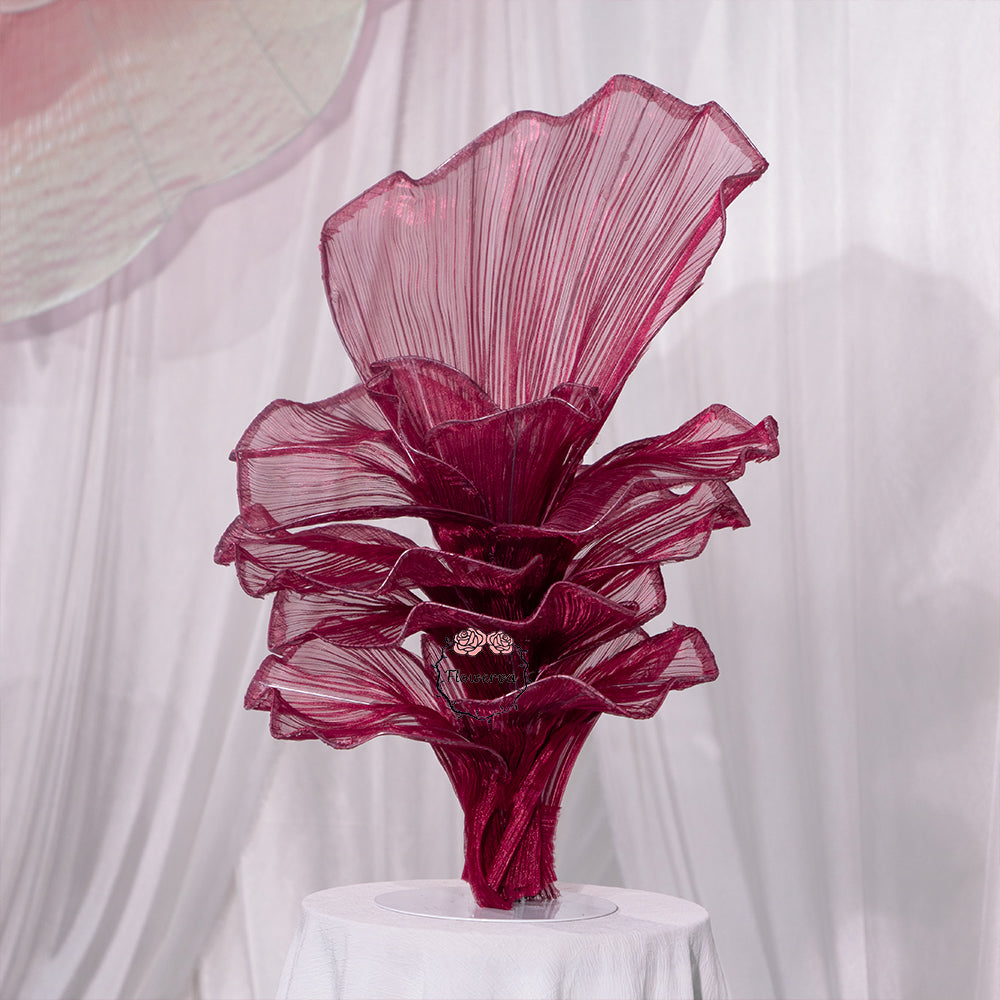 Flowerva Wine red Table Flower Wedding Decoration (With Base)