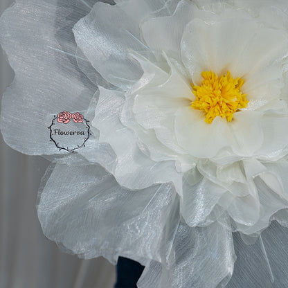 Flowerva Fluffy & Airy White Fabric Flower