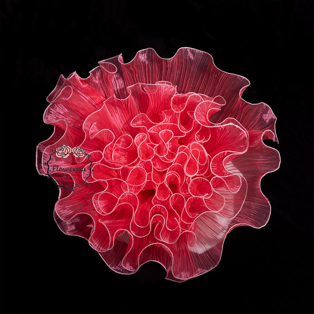 Flowerva Vibrant Magenta Gradient Translucent Ruffled Fabric Flower Decor