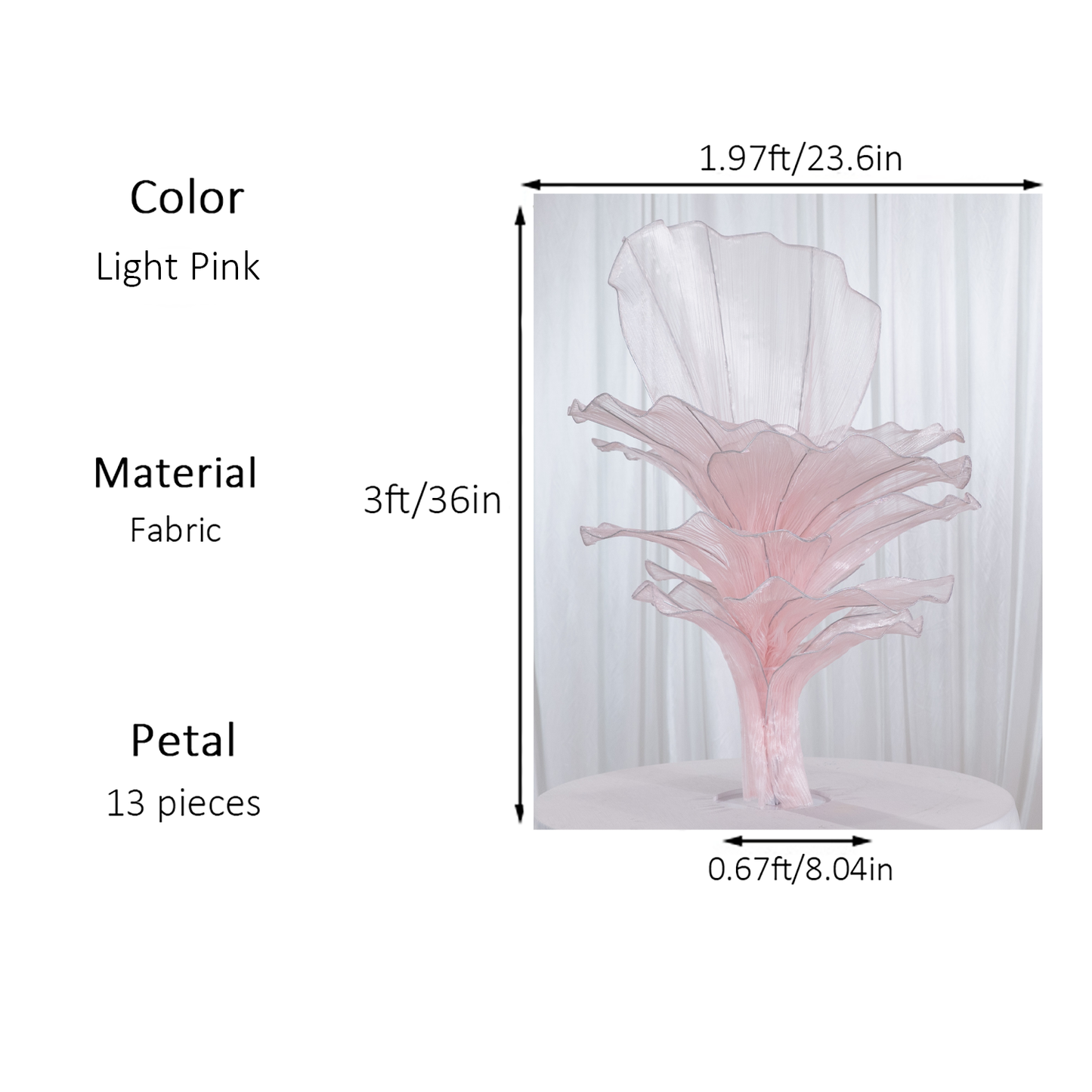 Flowerva Table Flower Wedding Decoration Light Pink