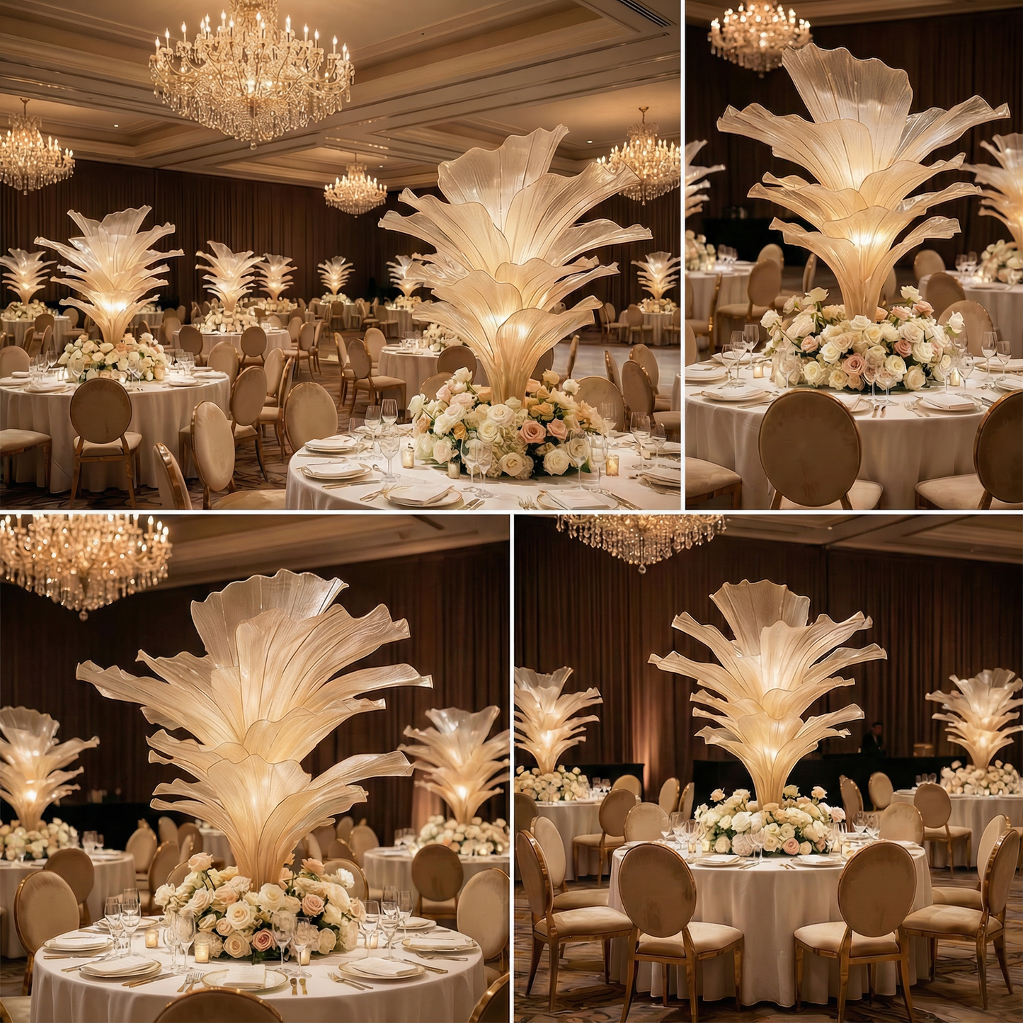Flowerva Pure White Artistic Wedding Table Decorations