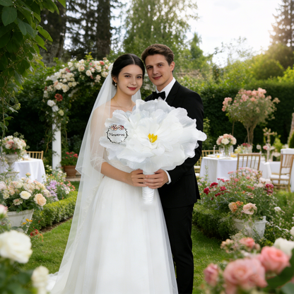 Flowerva Fluffy & Airy White Fabric Flower