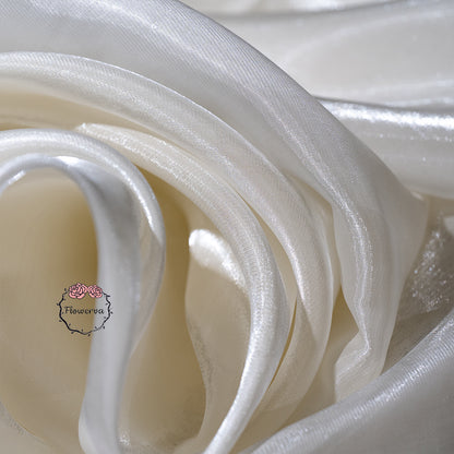 Flowerva Crystal Shining Organza Pearl-White Satin Fabric