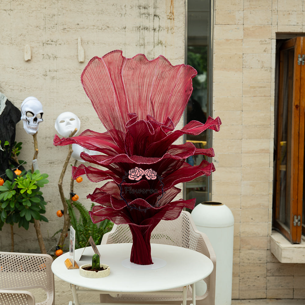 Flowerva Wine red Table Flower Wedding Decoration (With Base)