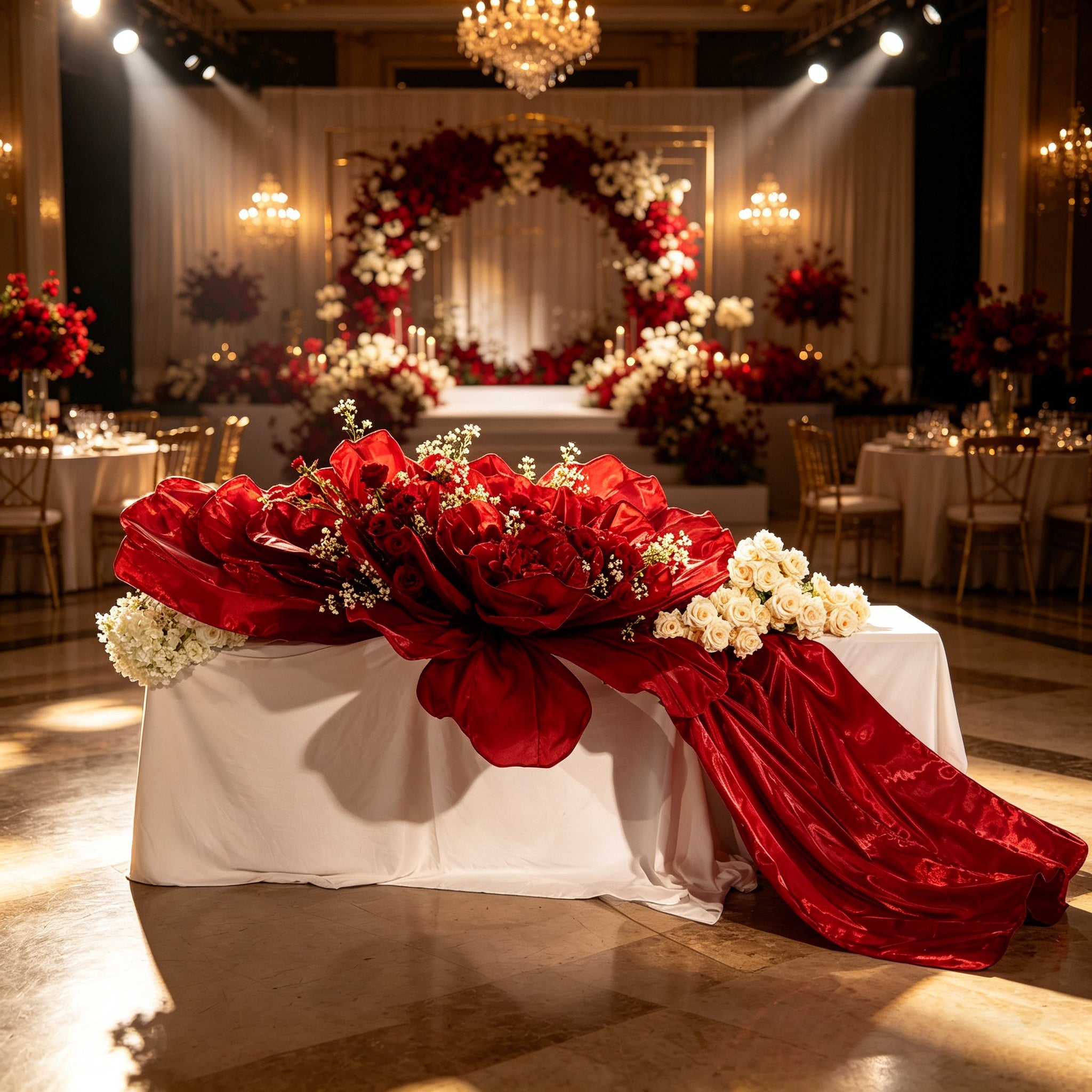 Flowerva Grand Scarlet Ruby Cascade Fabric Decor