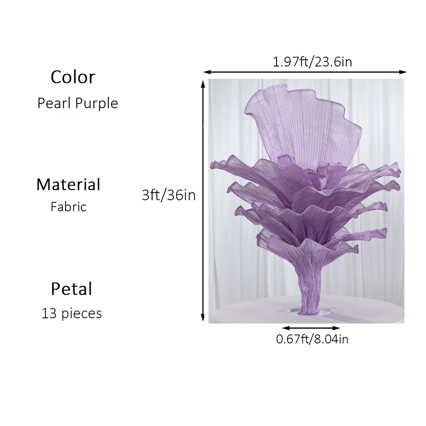 Flowerva Table Flower Wedding Decoration Pearl Purple