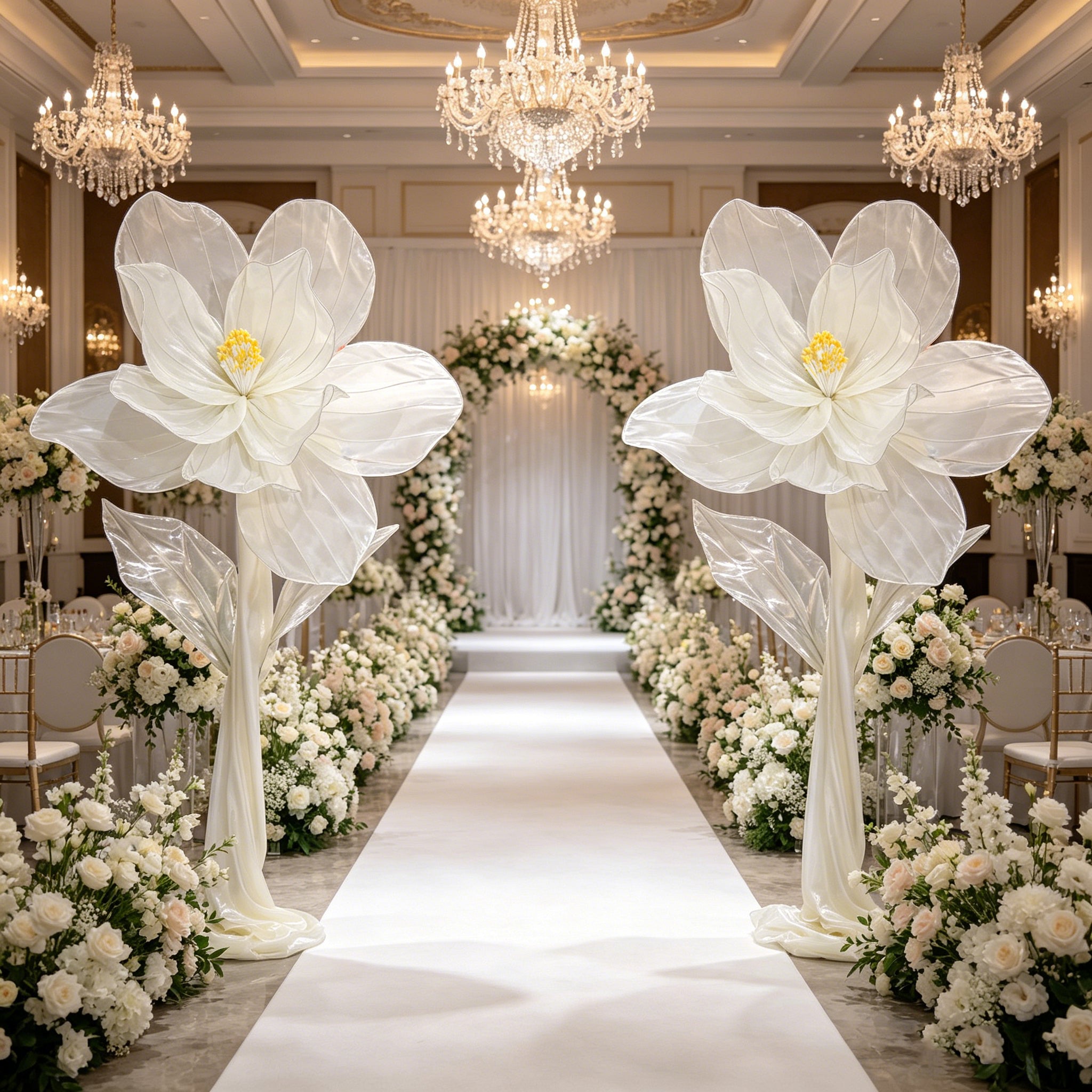 Flowerva Silk Bloom Standing White Luminous Floral Decor