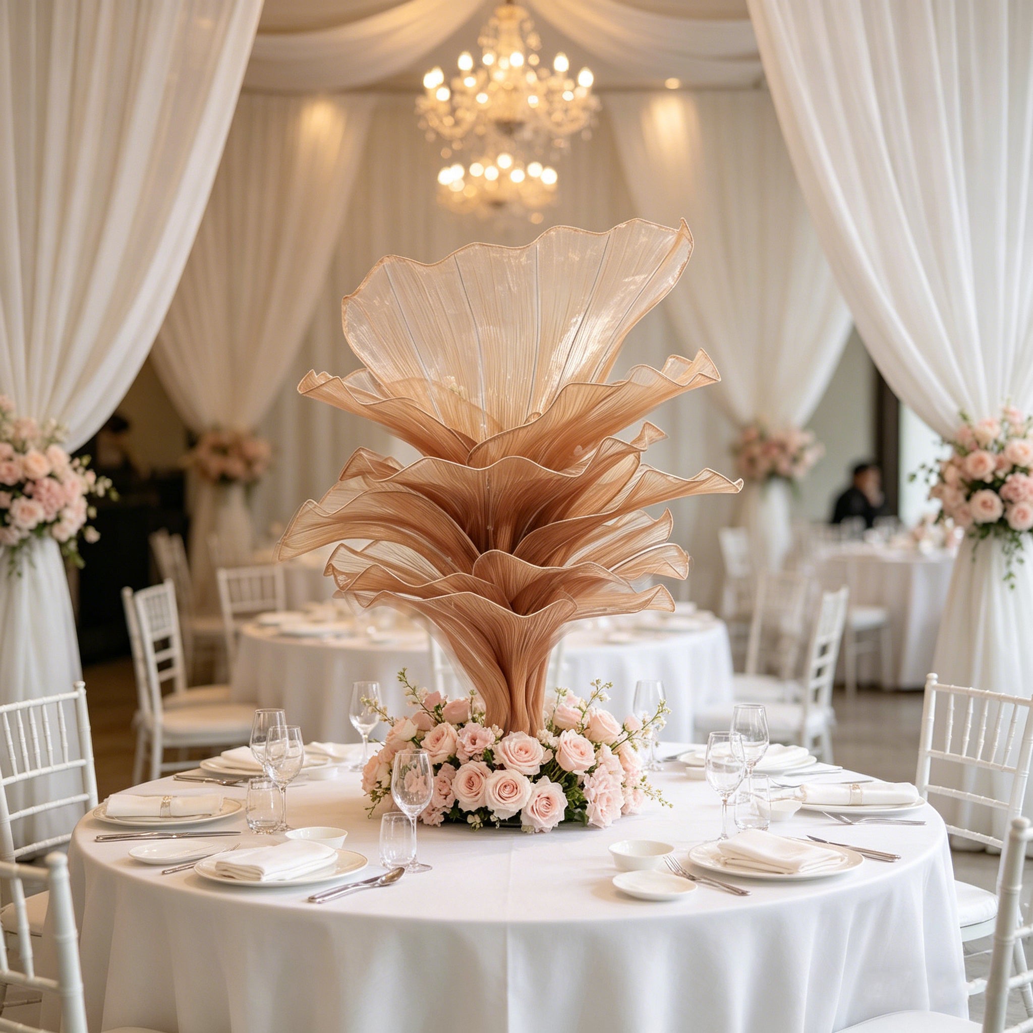 Flowerva Brown Table Flower Wedding Decoration (With Base)