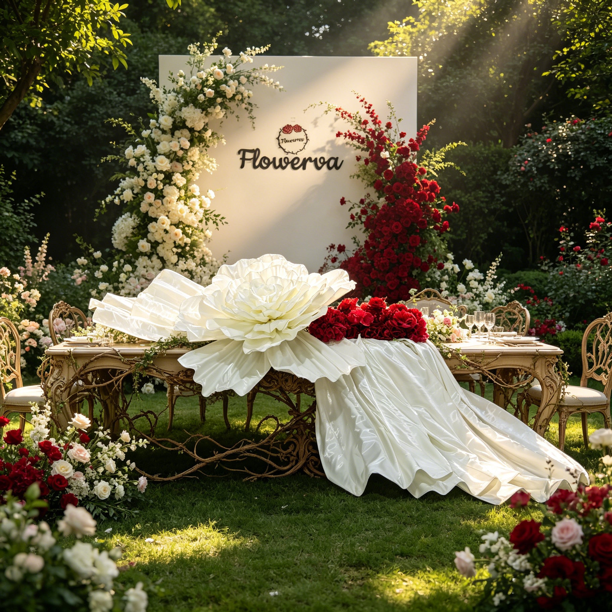 Flowerva Opulent Satin Atelier Installation Wedding Decor