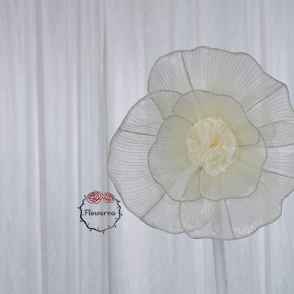 Flowerva Champagne Giant Tulle Flower Centerpiece Wedding Decor