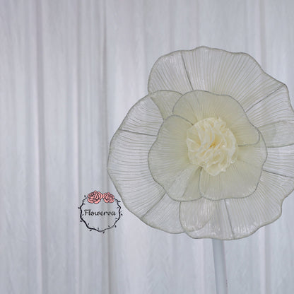 Flowerva Champagne Giant Tulle Flower Centerpiece Wedding Decor