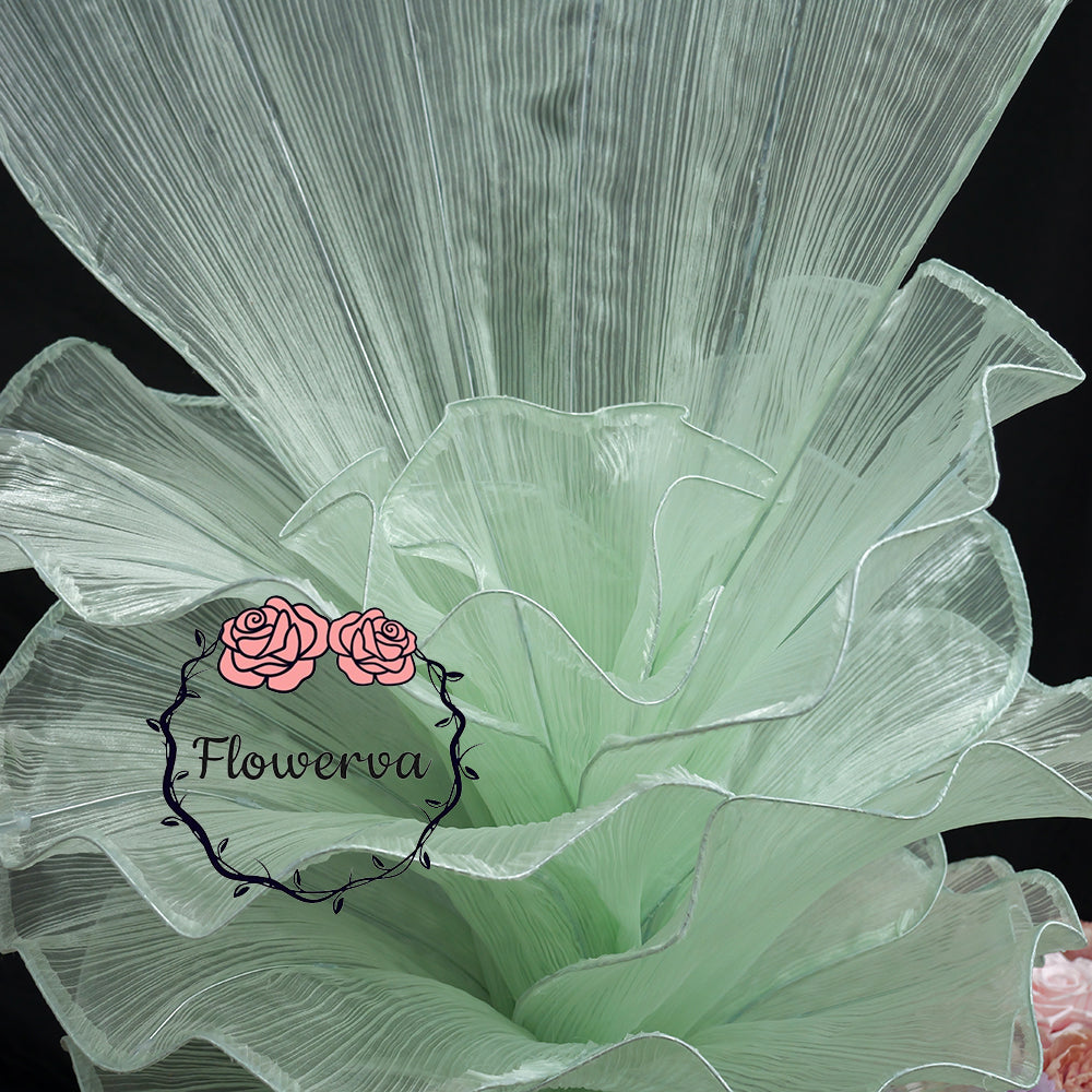 Flowerva Light Green Table Flower Wedding Decoration (With Base)