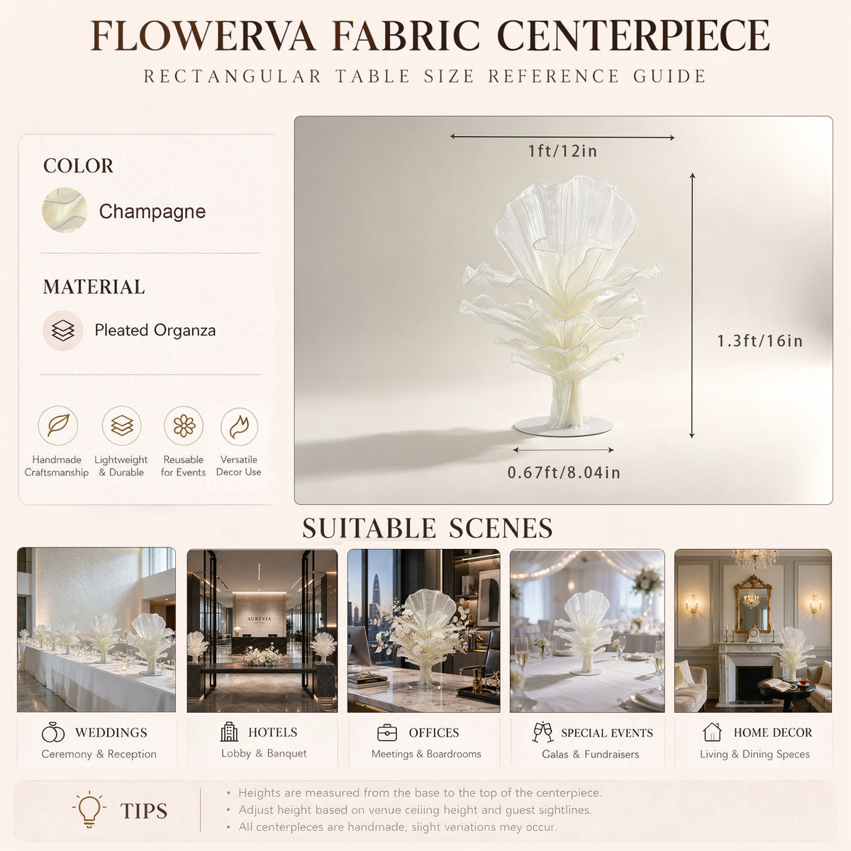 Flowerva Signature Sculptural Floral Centerpiece