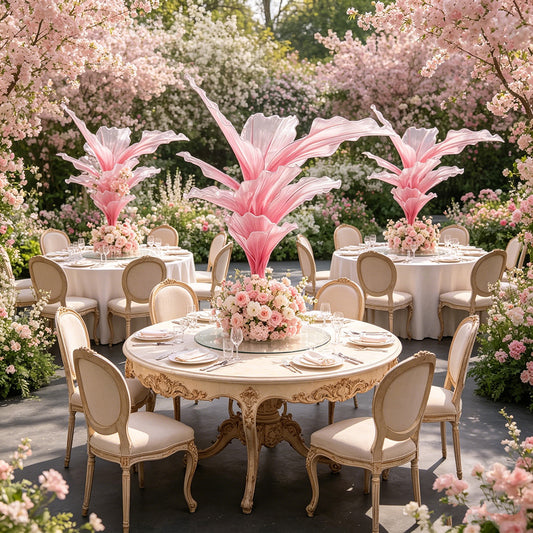 Flowerva Blush Veilscape Table Flower Wedding Decoration(With Base)