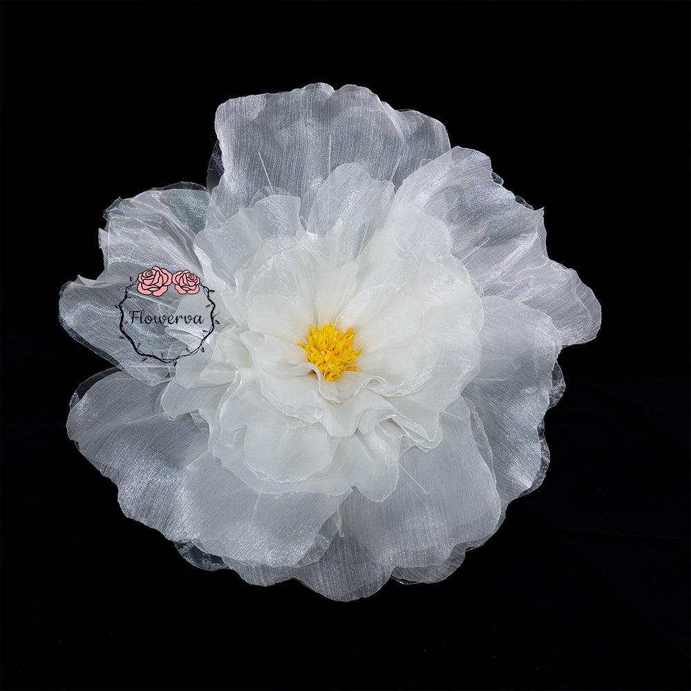 Flowerva Fluffy & Airy White Fabric Flower