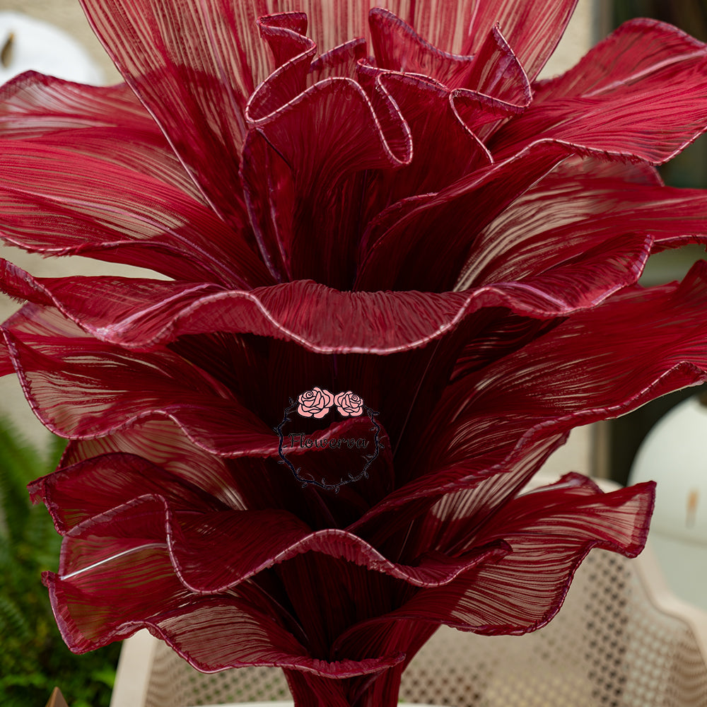 Flowerva Wine red Table Flower Wedding Decoration (With Base)