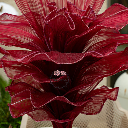 Flowerva Wine red Table Flower Wedding Decoration (With Base)