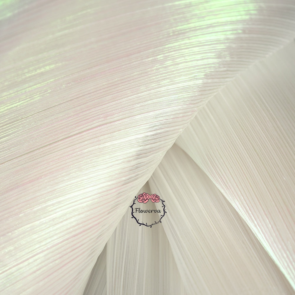 Flowerva Phantom White Mermaid Texture Pleated Organza Wedding Decoration Dress Design Fabric