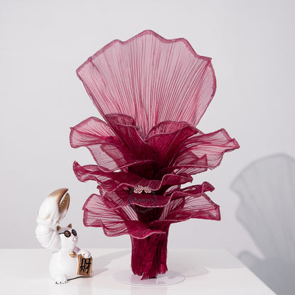 Flowerva Wine red Table Flower Wedding Decoration (With Base)