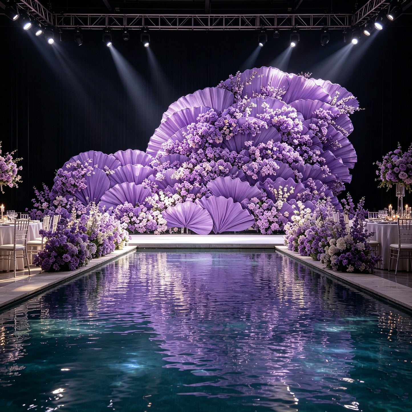 Flowerva Giant Crystal Purple Petal Wave Wedding Party Decoration