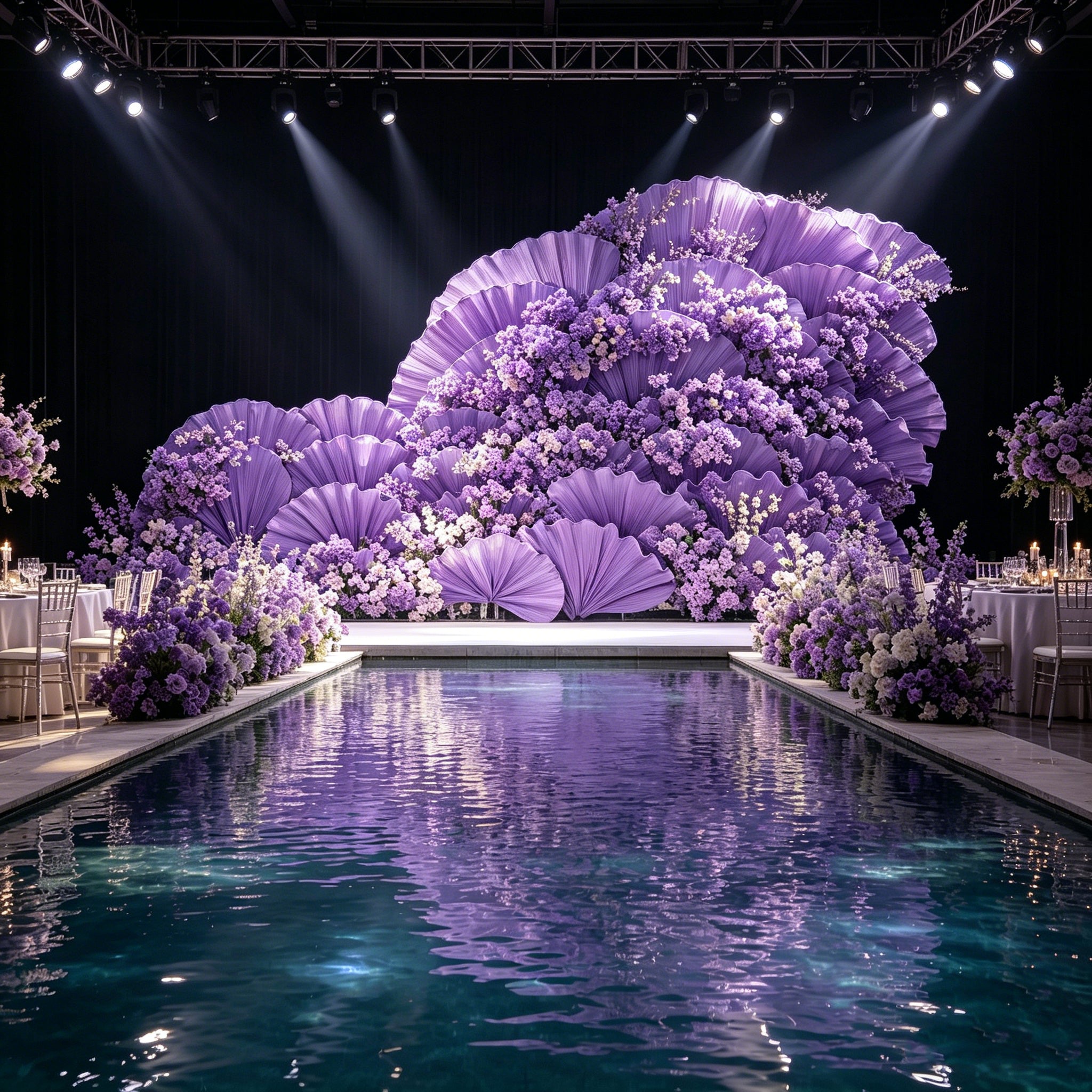 Flowerva Giant Crystal Purple Petal Wave Wedding Party Decoration
