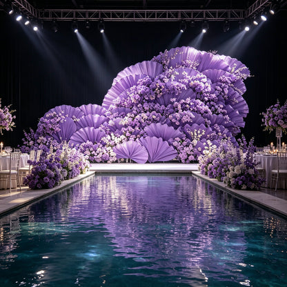 Flowerva Giant Crystal Purple Petal Wave Wedding Party Decoration