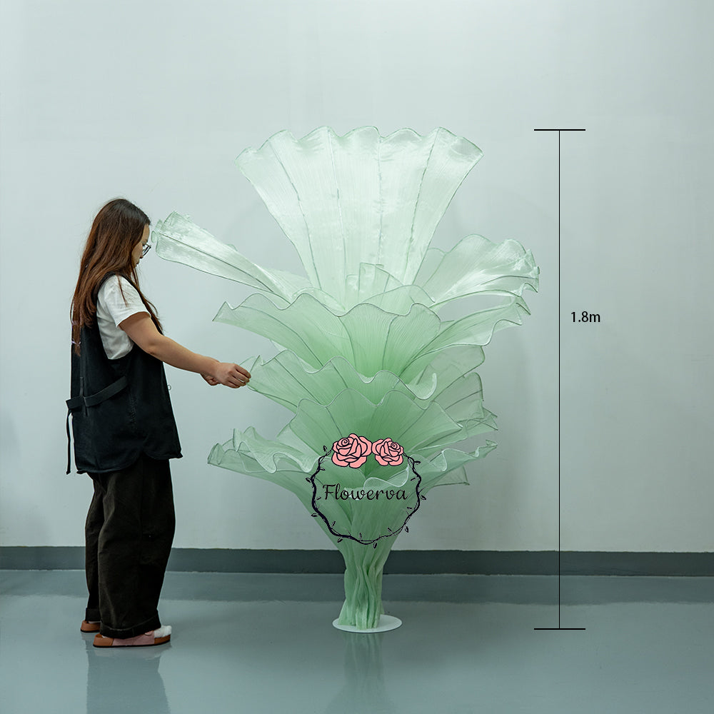 Flowerva Light Green Table Flower Wedding Decoration (With Base)