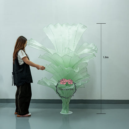 Flowerva Light Green Table Flower Wedding Decoration (With Base)