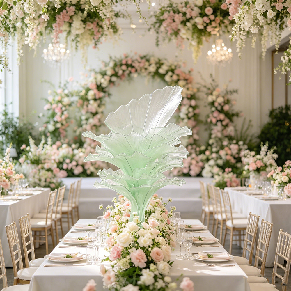 Flowerva Light Green Table Flower Wedding Decoration (With Base)
