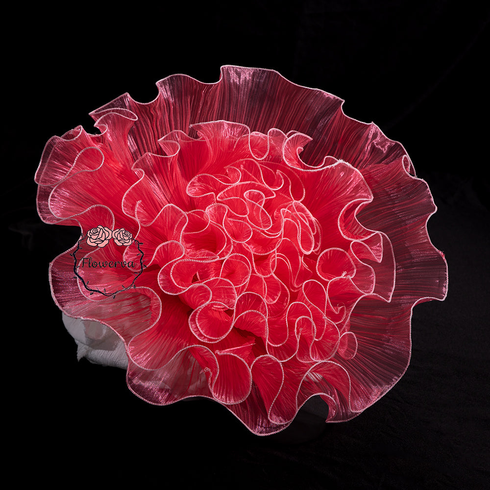 Flowerva Vibrant Magenta Gradient Translucent Ruffled Fabric Flower Decor