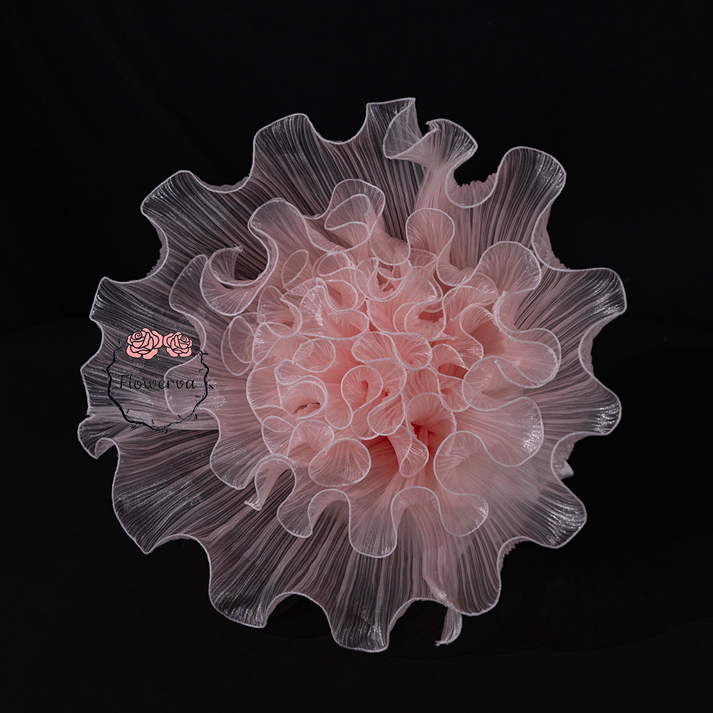 Flowerva Light Pink Gradient Ruffled Sheer Fabric Decor Flower