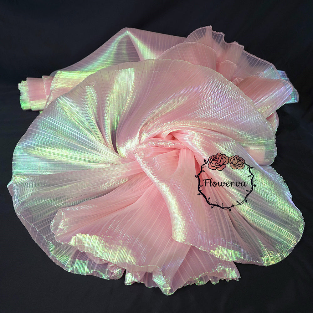 Flowerva Soft Pink Mermaid Texture Pleated Organza Wedding Decoration Dress Design Fabric