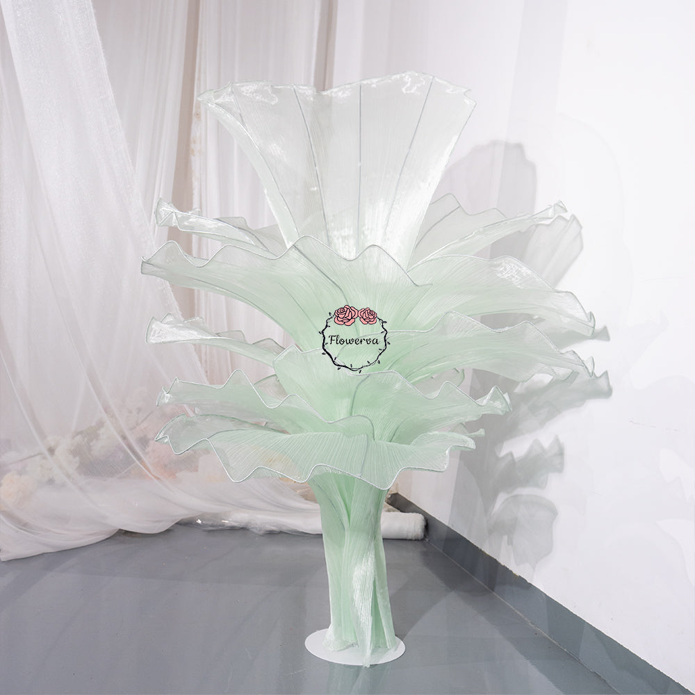 Flowerva Light Green Table Flower Wedding Decoration (With Base)