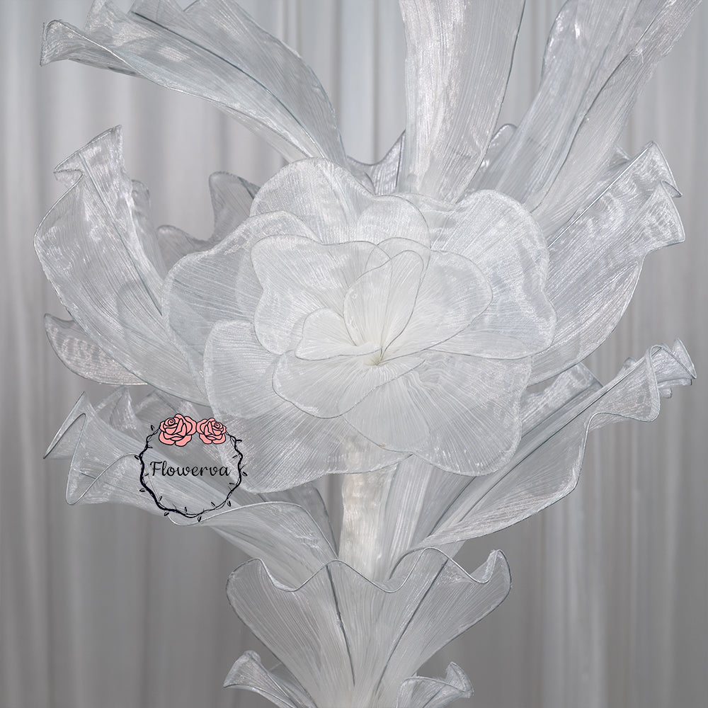 Flowerva White Serenity Floral Heart Sheer Texture Table Flower