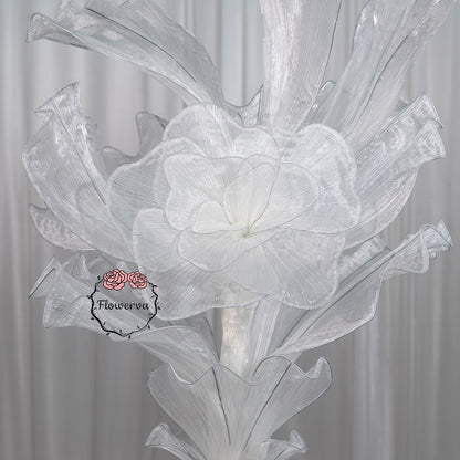 Flowerva White Serenity Floral Heart Sheer Texture Table Flower