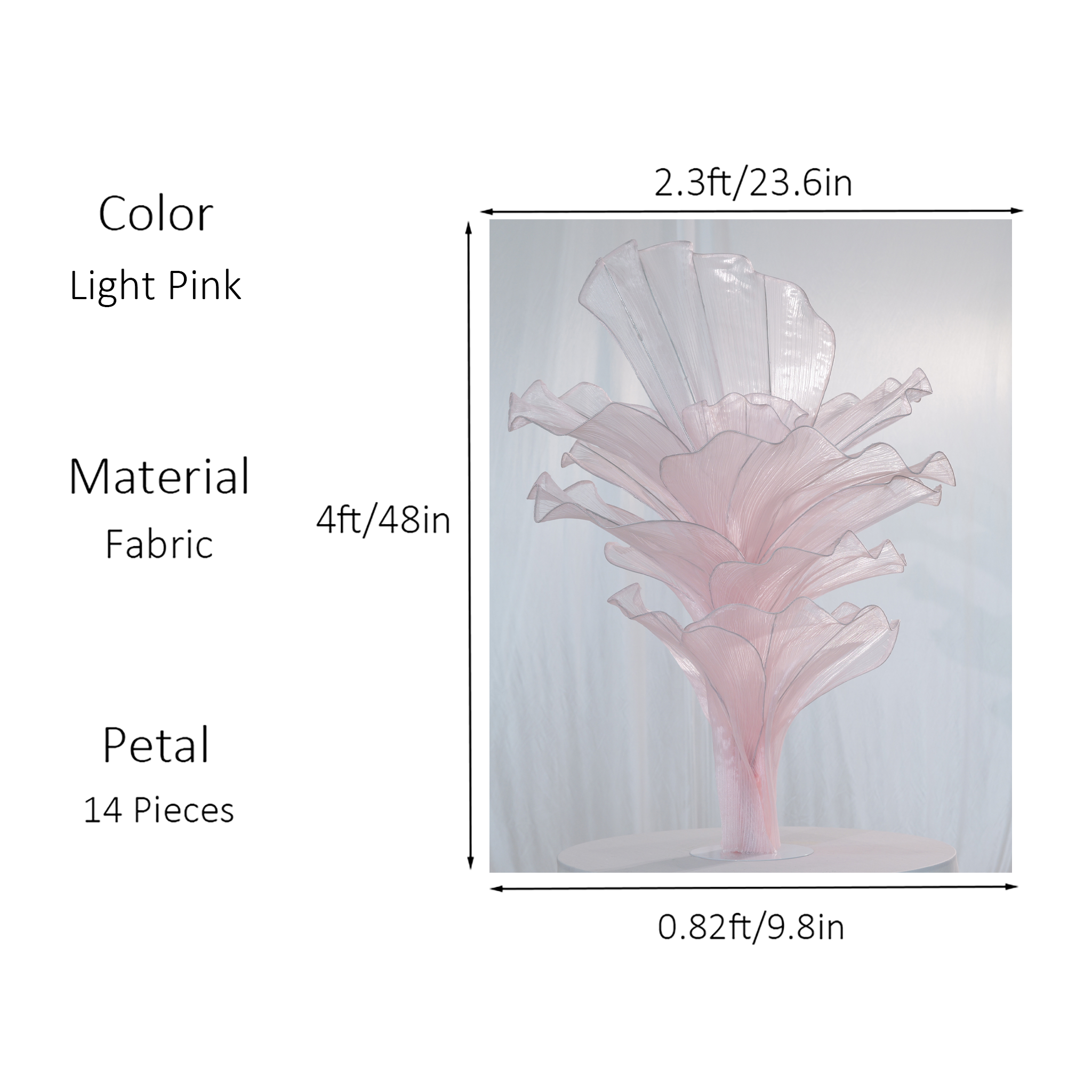 Flowerva Light Pink Table Flower Wedding Decoration (With Base)
