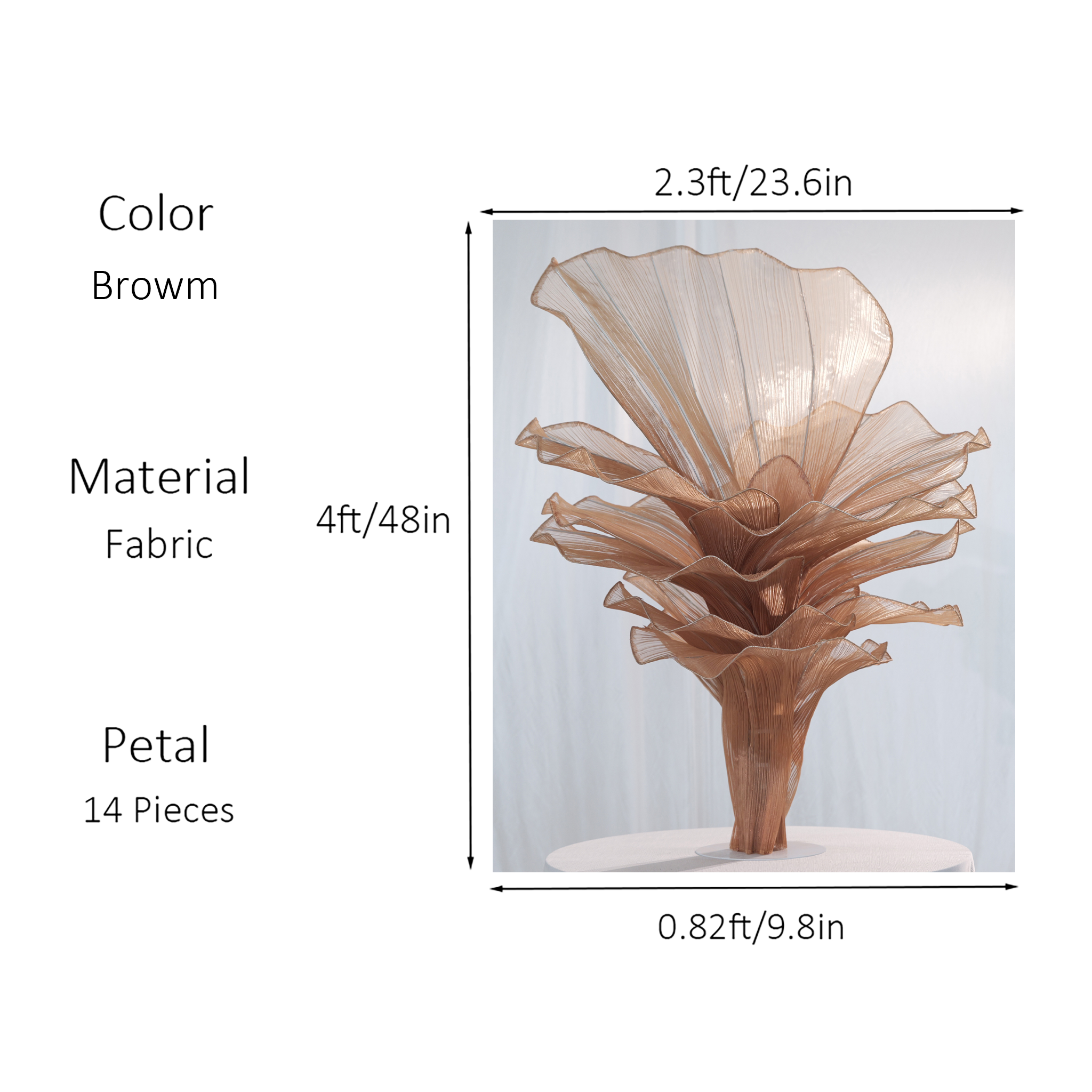 Flowerva Brown Table Flower Wedding Decoration (With Base)