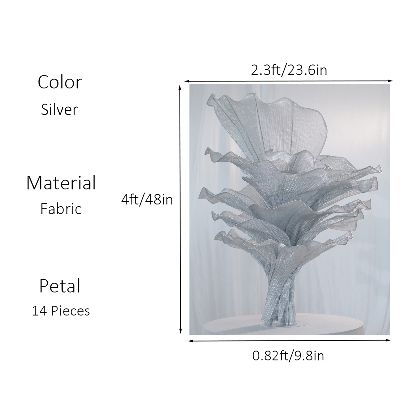 Flowerva "Glacier Flower" Luxury Wedding Decor Silver