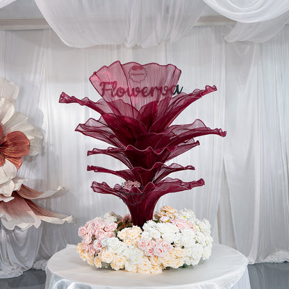 Flowerva Wine red Table Flower Wedding Decoration (With Base)