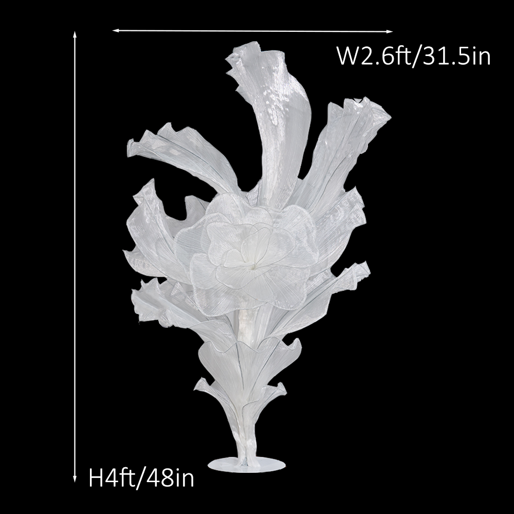 Flowerva White Serenity Floral Heart Sheer Texture Table Flower