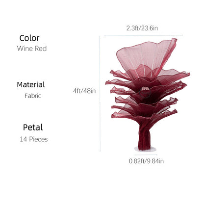 Flowerva Wine red Table Flower Wedding Decoration (With Base)