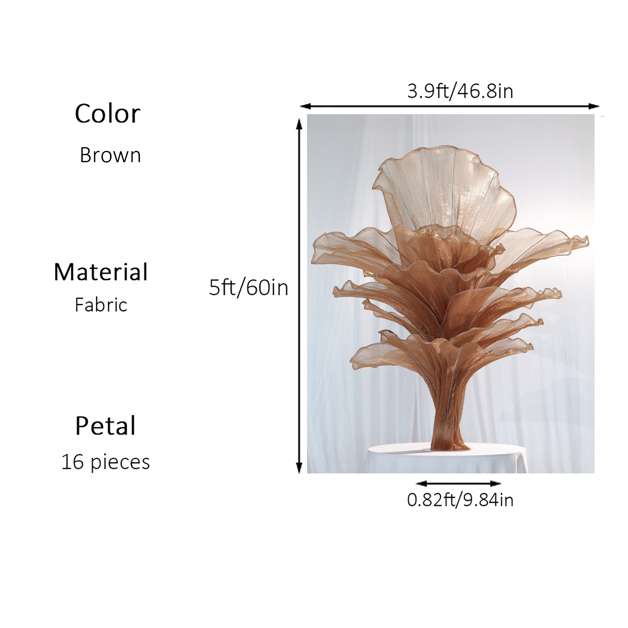 Flowerva Brown Table Flower Wedding Decoration (With Base)