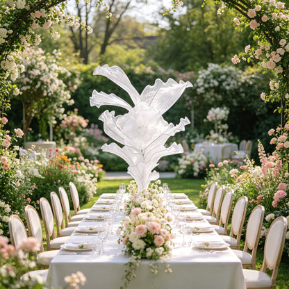 Flowerva White Serenity Floral Heart Sheer Texture Table Flower