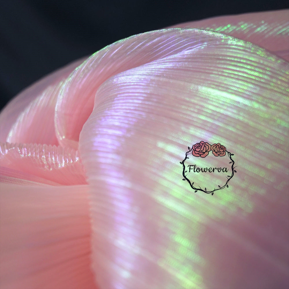 Flowerva Soft Pink Mermaid Texture Pleated Organza Wedding Decoration Dress Design Fabric