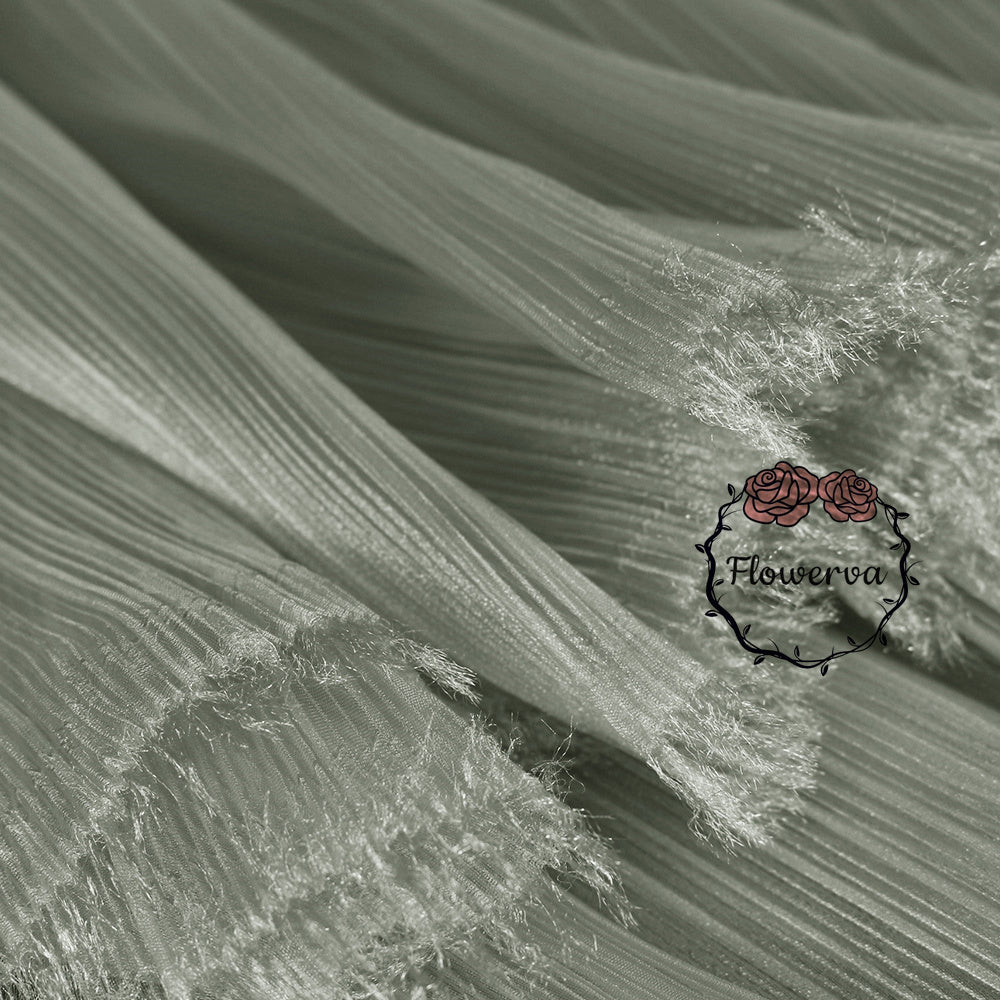 Flowerva Light Gray Glossy Pleated Texture Wedding Dress Styling Fabric