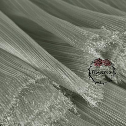 Flowerva Light Gray Glossy Pleated Texture Wedding Dress Styling Fabric