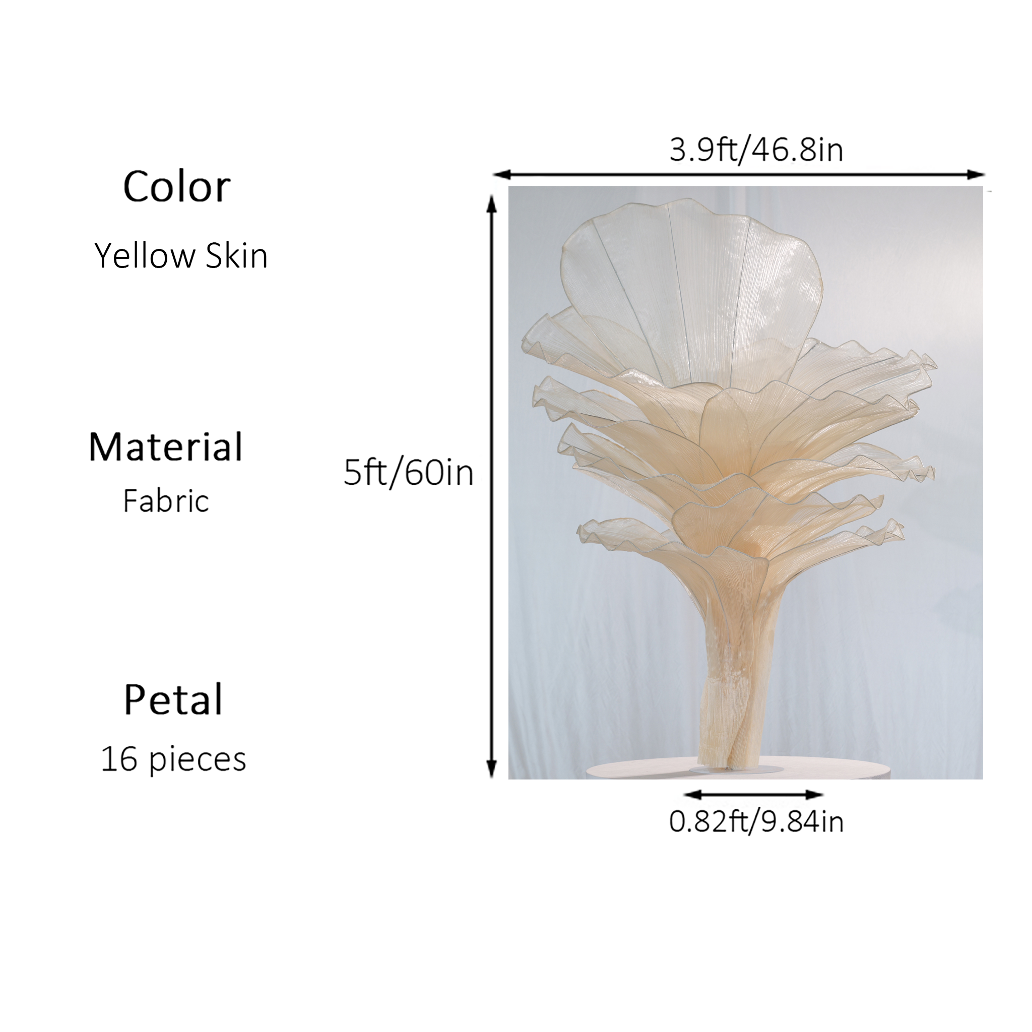 Flowerva Yellow Skin Table Flower Wedding Decoration (With Base)