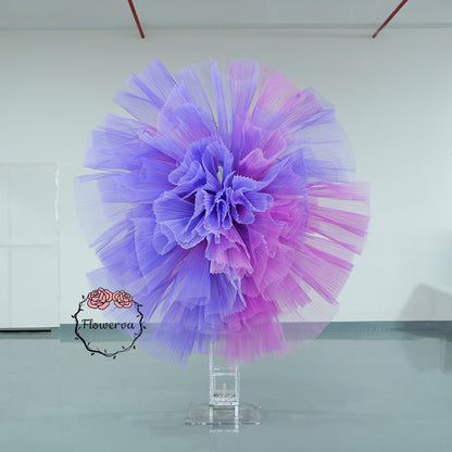 Flowerva Gradient Red And Blue Organ Pleated Handmade Three-Dimensional Floral Styling